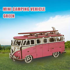 Dopamine Colored Mini Camping Car 3D Puzzle Wooden Enthusiast Holiday Ornament