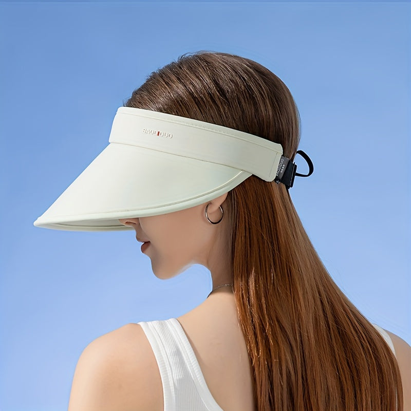 Solid Visor Hat Casual Ponytail Sun Hat UV Protection Foldable