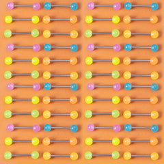 6 Pcs Glow In Dark Tongue Rings 14G Stainless Steel Bar Unisex 6mm Acrylic Ball