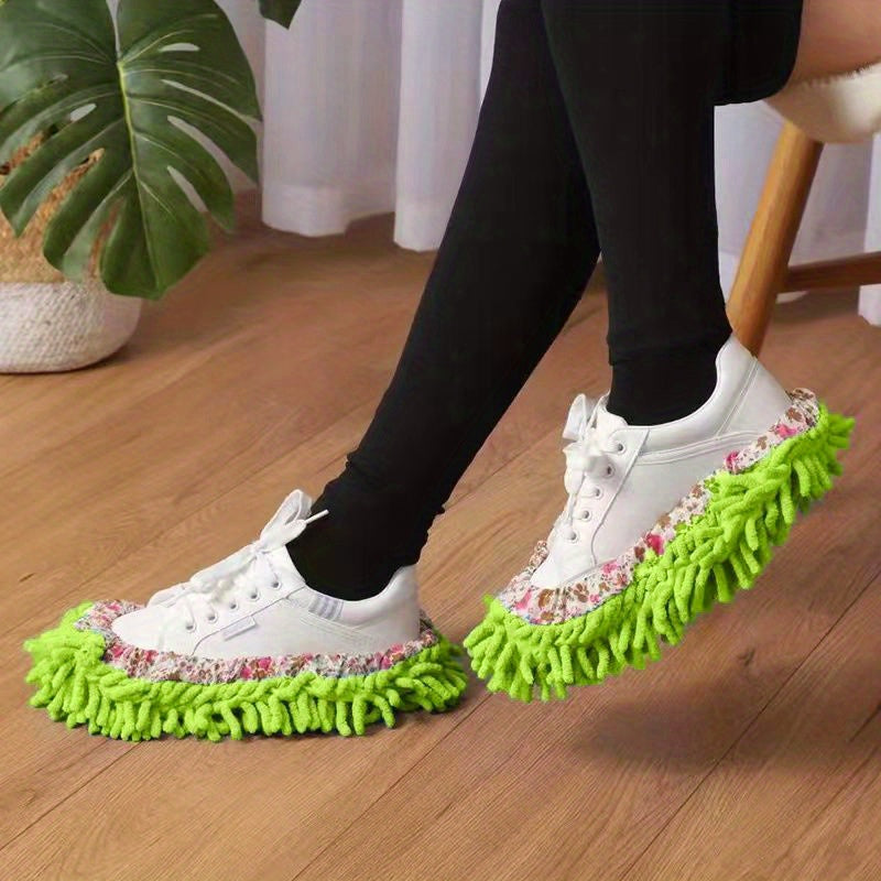 2pcs Microfiber Floor Cleaning Slippers - Easy Mopping & Dusting