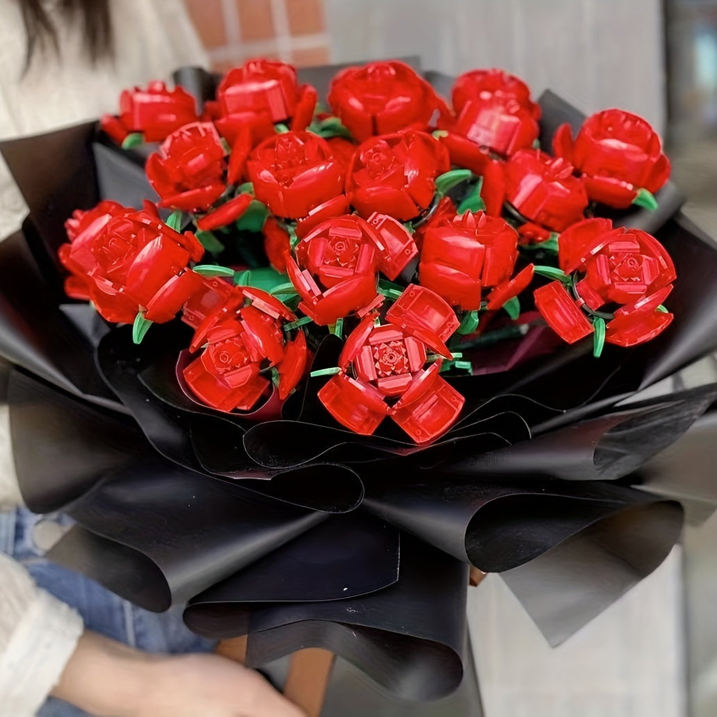Building Blocks Rose Flower Potted DIY Toy For Children Gift