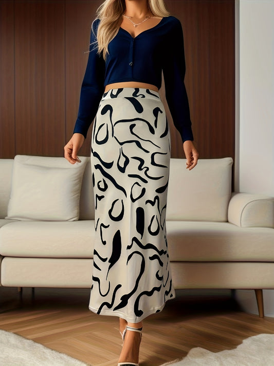Graphic Print Bodycon Skirt High Waist Skinny Skirt