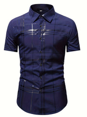 Stripe Print Men s Casual Short Sleeve Shirt Summer Vacation Resort Tops For Men
