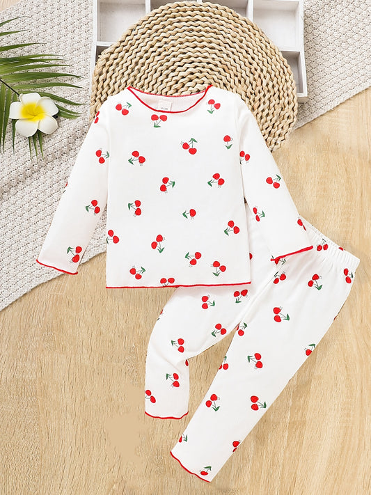 Toddler Baby Girls Fruit Print Top Trousers Set