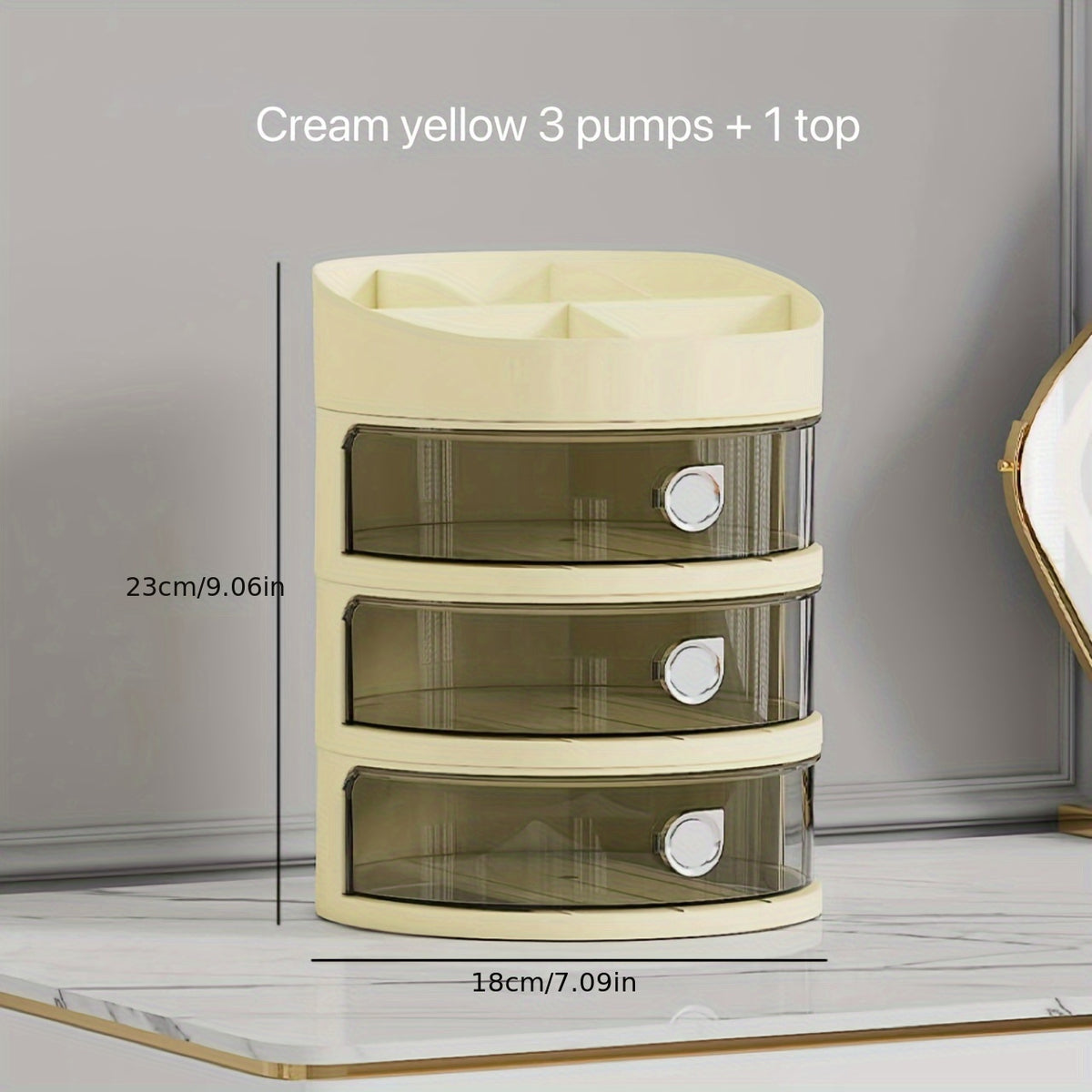 Desktop Stationery Storage Box Light Style Round Transparent Makeup Storage Box