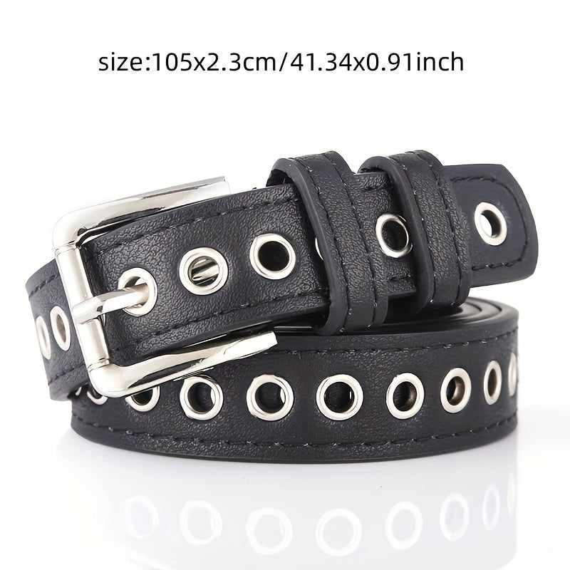 Metal Grommets Rivets Pin Buckle Women's Belts Slim Waistband