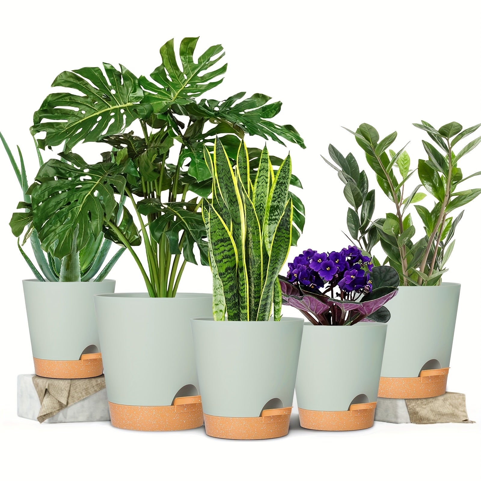 GARDIFE 5pcs Self Watering Planters Plastic Flower Pots - Various Sizes