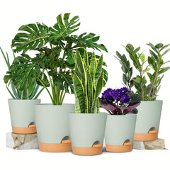GARDIFE 5pcs Self Watering Planters Plastic Flower Pots - Various Sizes