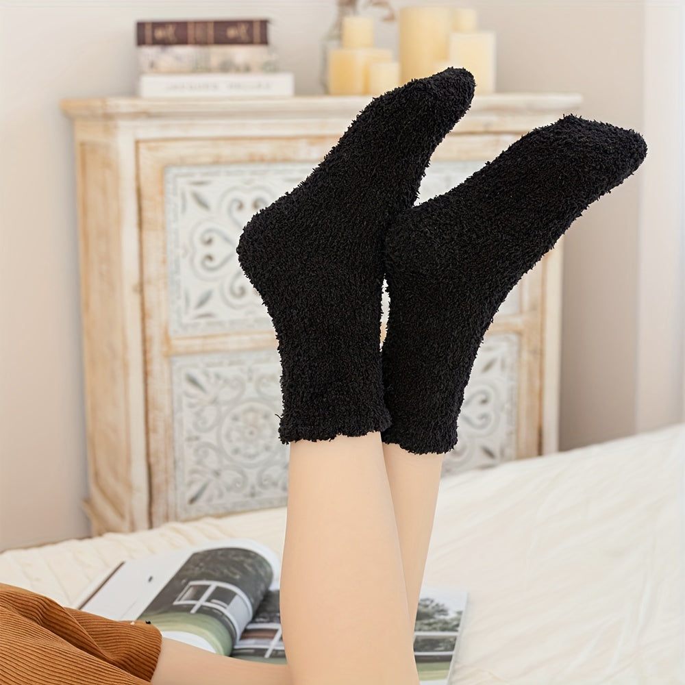 6 Pairs Thickened Fuzzy Socks Warm & Cozy Women's Stockings