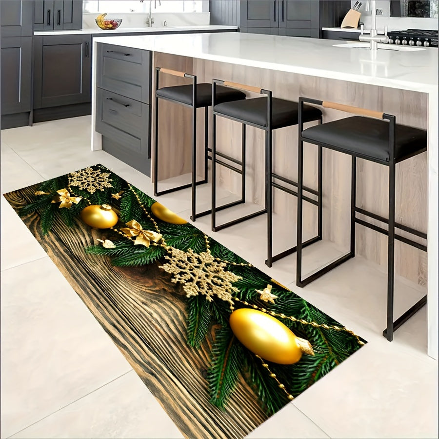 Cute Santa Claus Print Kitchen Mat - Winter Xmas Decor