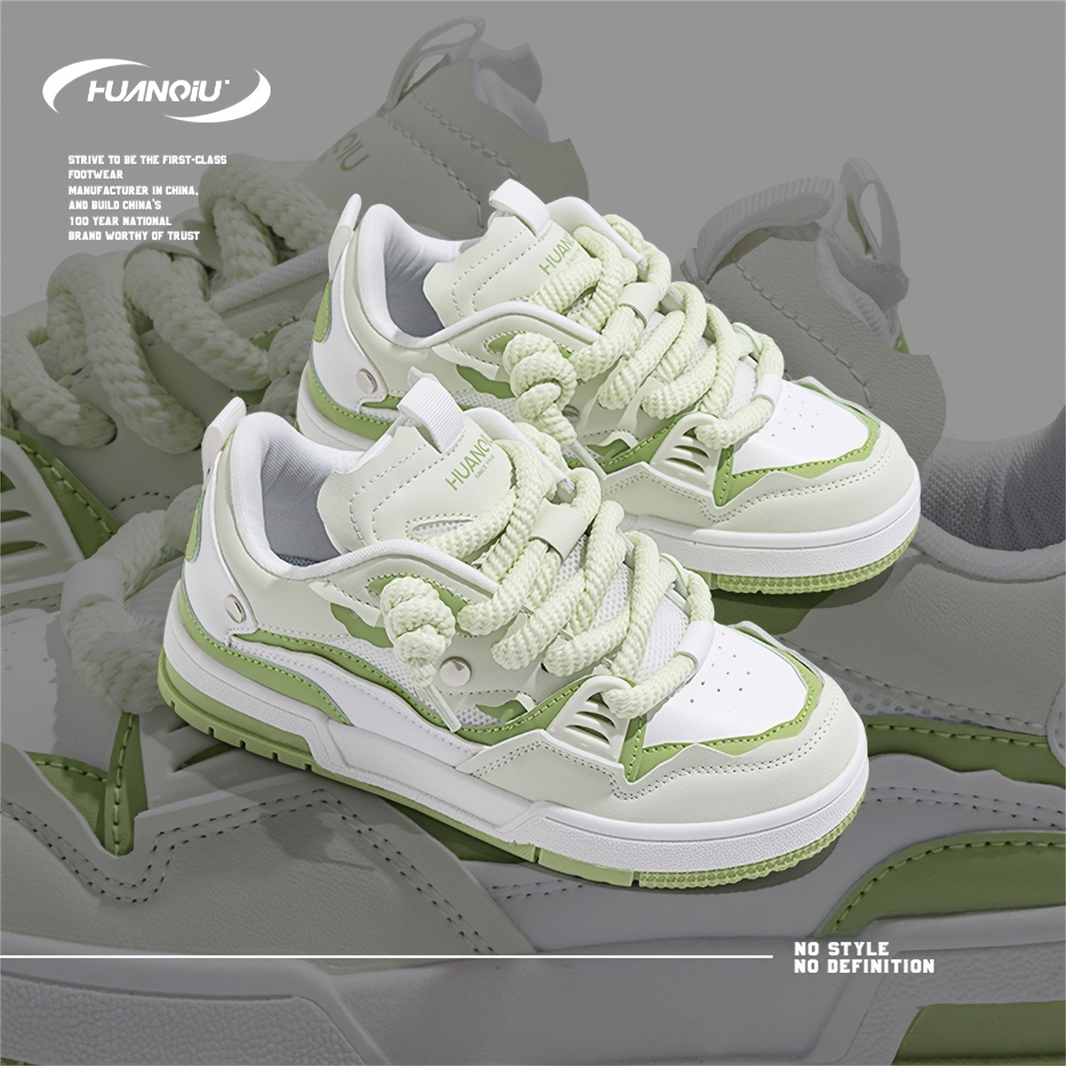 Women's Thick Sole Lace-up Skate Shoes Lightweight Low Casual Sneakers