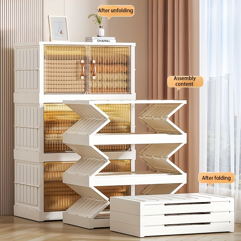 5 Tier Clothes Storage Drawer Plastic Box with Wheels Stackable Toys Basket