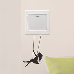 Cartoon Girl Switch Sticker Swing Pattern Wall Decal