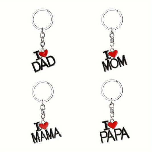 LOVE MY PAPA MAMA DAD MOM Metal Keychain Gift