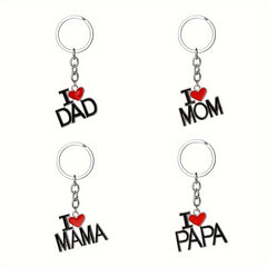 LOVE MY PAPA MAMA DAD MOM Metal Keychain Gift