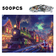 Christmas Train Jigsaw Puzzle Festive Holiday Decor Gift Santa Night Scene
