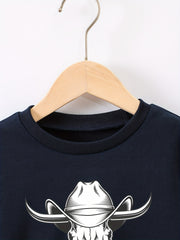 Cowboy Pattern Boys Sweatshirt Long Sleeve Pullover For Kids