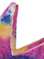 Colorful Tie Dye Plunging Tank Top Sleeveless Summer Clothing