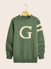 Men's ''G'' Pattern Sweater Warm Knit Pullover
