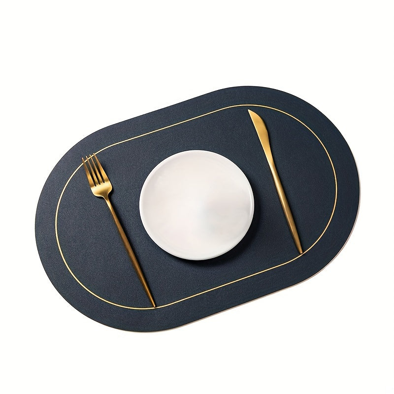 Oval Leather Placemat Pvc Waterproof Dining Table Mat