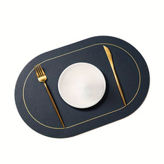 Oval Leather Placemat Pvc Waterproof Dining Table Mat