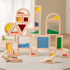 23pcs Acrylic Sensory Building Blocks Transparent Smooth Touch Exploration Toy