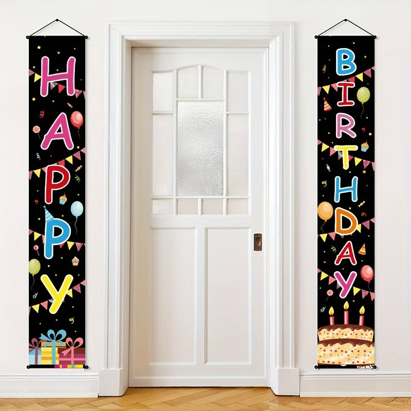 Happy Birthday Porch Sign Door Banner Cake Balloon Party Supplies