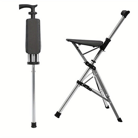 Portable Cane Seat, 117.93KG Capacity, Aluminum Alloy, Durable