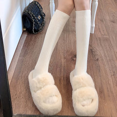 Solid Calf Socks Comfy Knee High Socks Women's Stockings