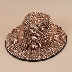 Rhinestone Jazz Hat British Retro All match Woolen Hat