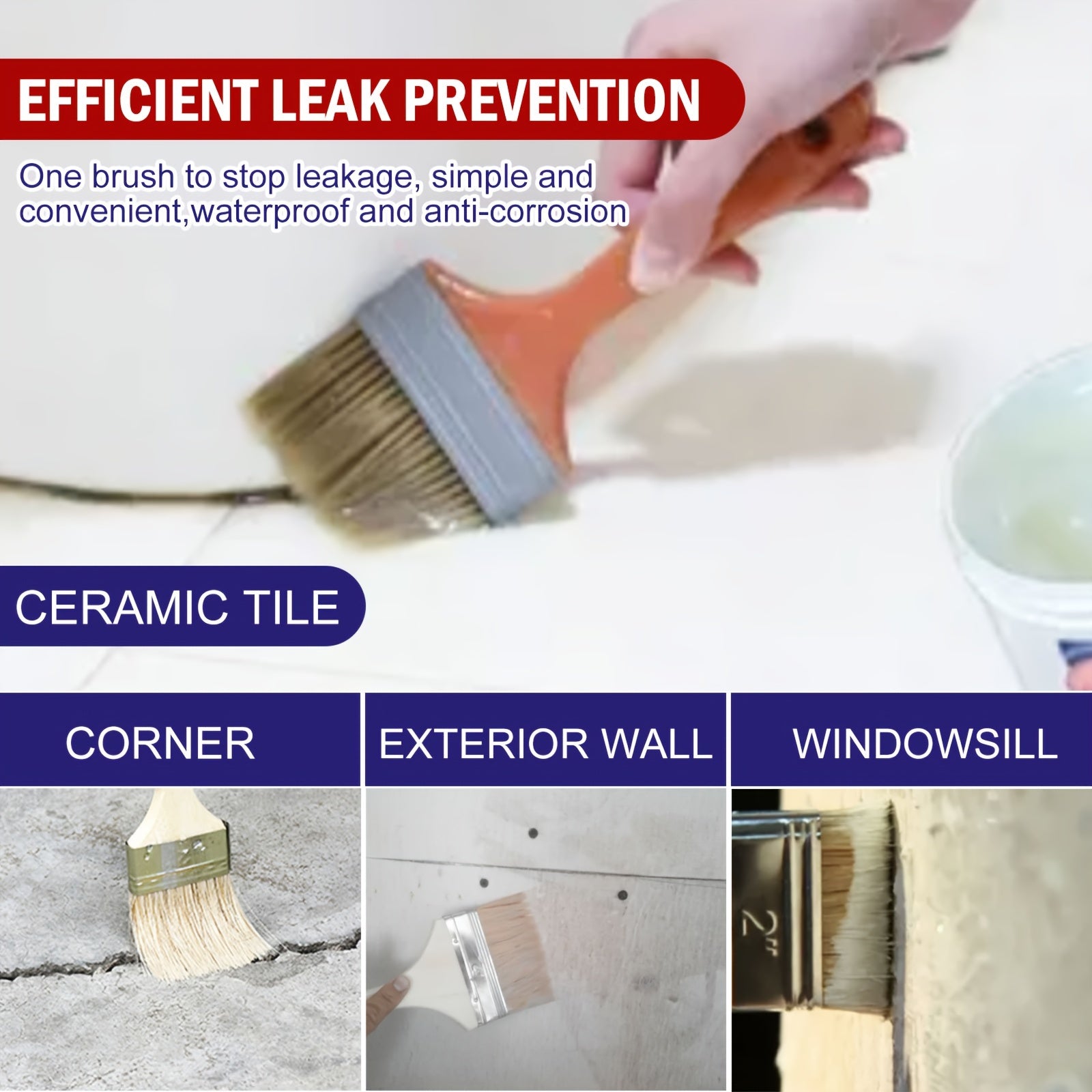 2pcs Waterproof Adhesive Transparent Coating Leak Repair