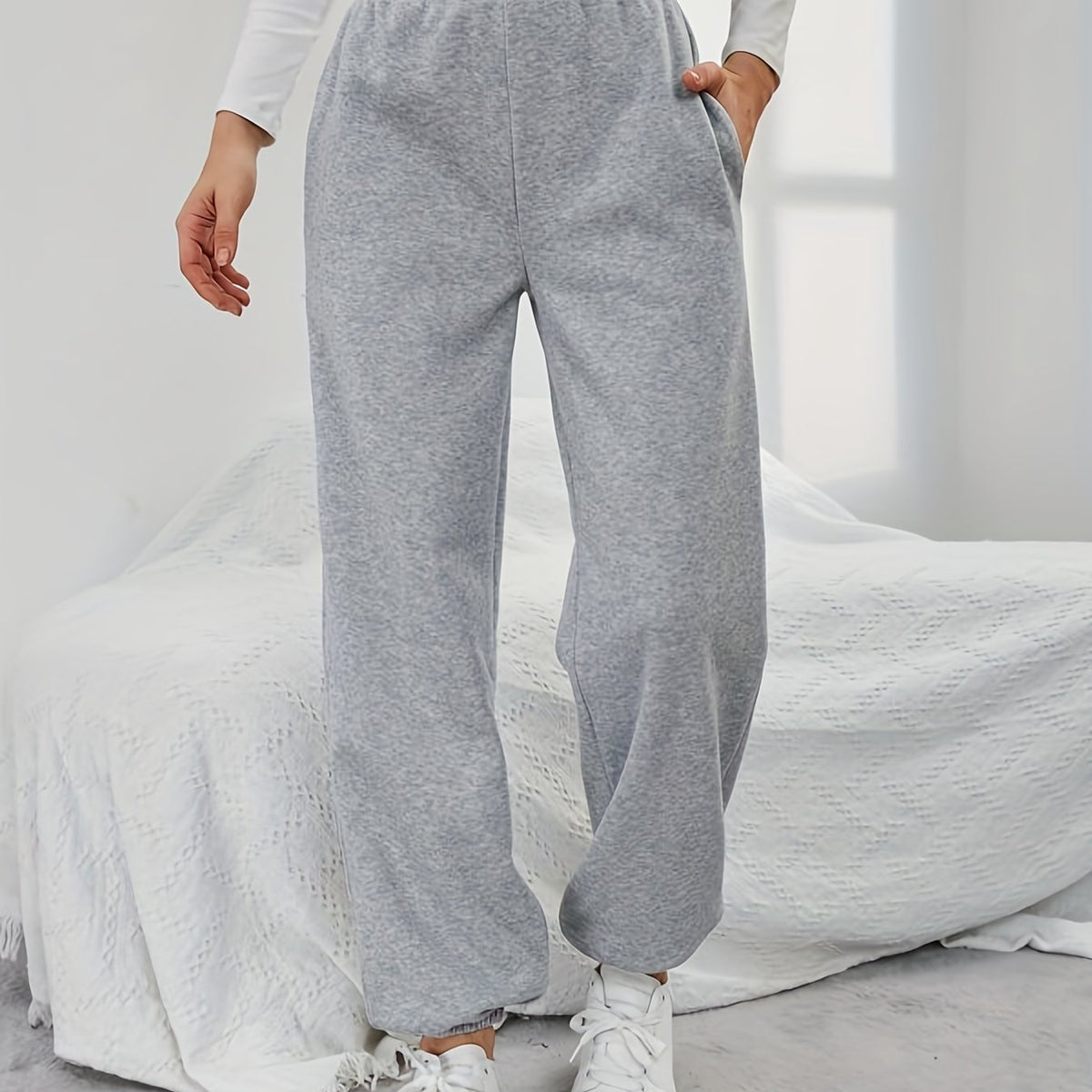 Casual Elastic Waist Jogger Pants Women's Clothing