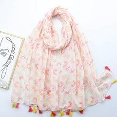 Boho Floral Print Scarf Tassel Shawl Women Voile Sunscreen Head Wrap
