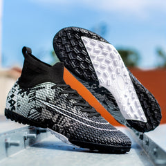 Boy's High Top Turf Soccer Cleats Anti-Skid Lace Up TF Football Boots