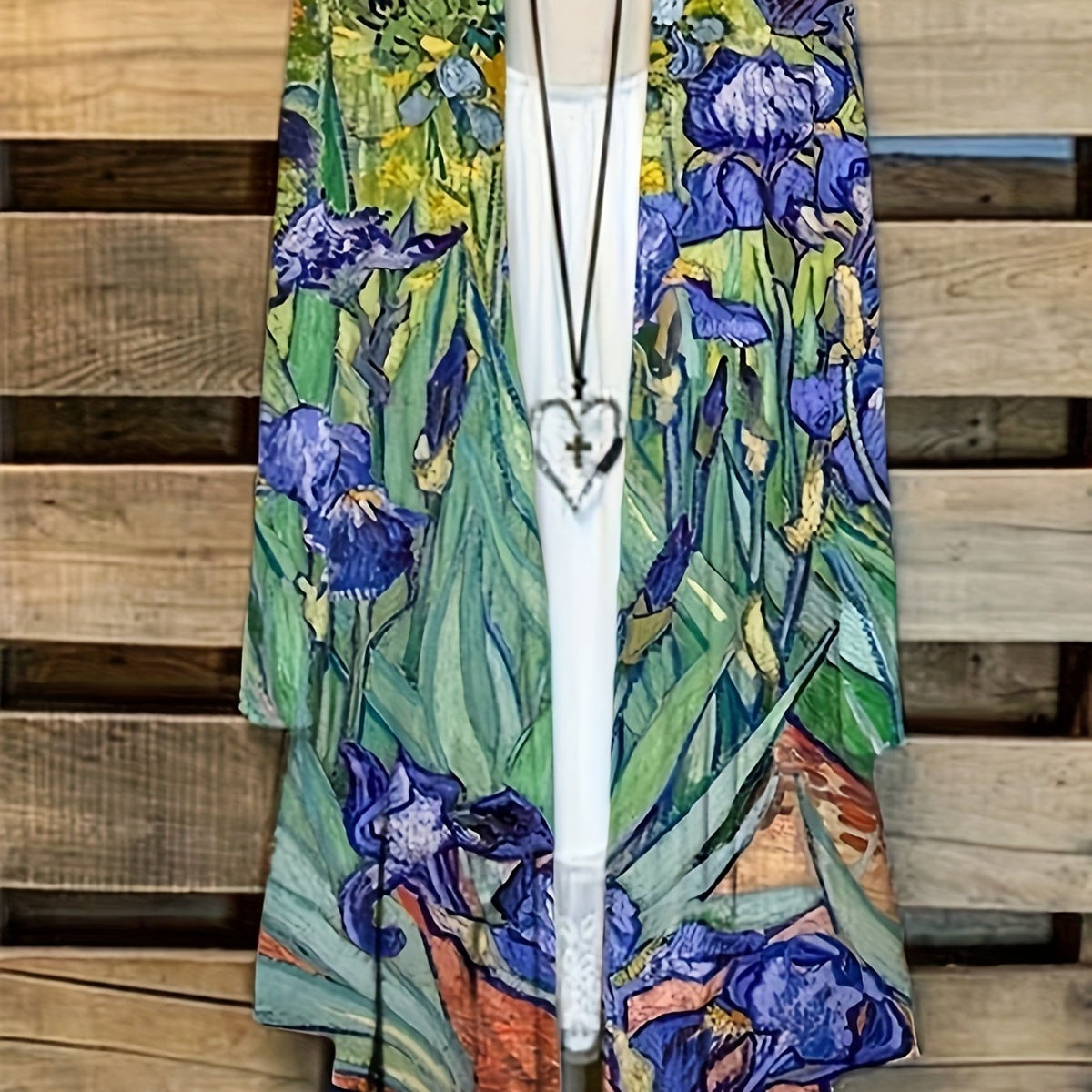 Plus Floral Print Long Sleeve Open Front Cardigan