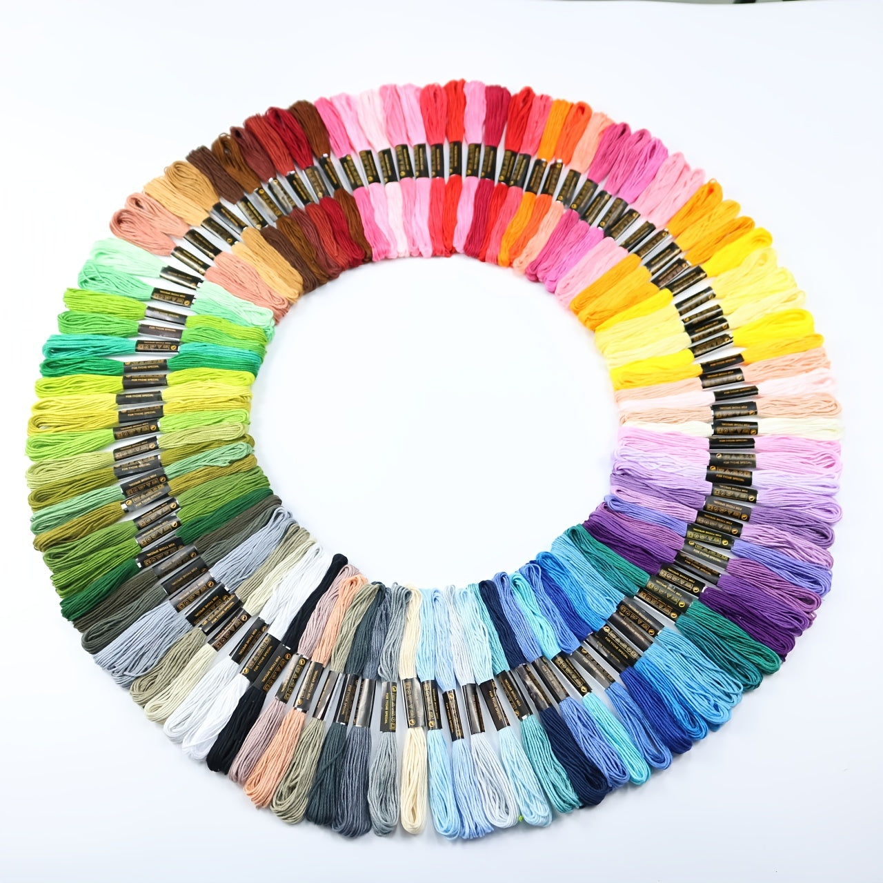 100pcs 8M 6 Strands Cross Stitch Embroidery Thread Rainbow Gradient DIY