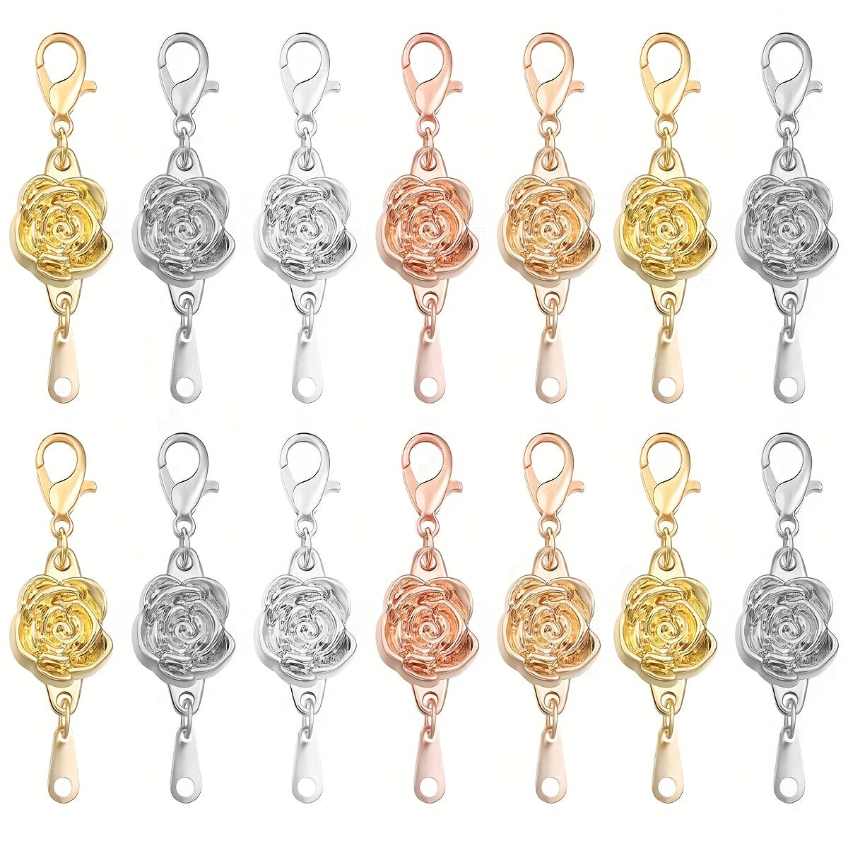 5 Pairs Magnetic Clasps for Jewelry Making, Rose Shape Closure