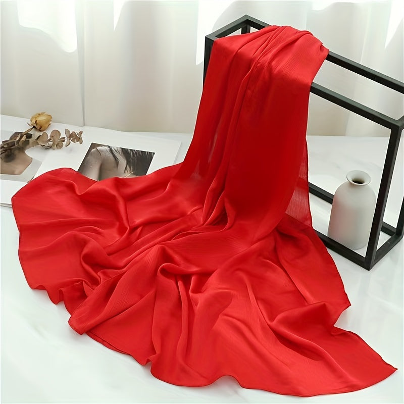 Silk Yarn Scarf Solid Chiffon Hijab Soft Breathable Headscarf