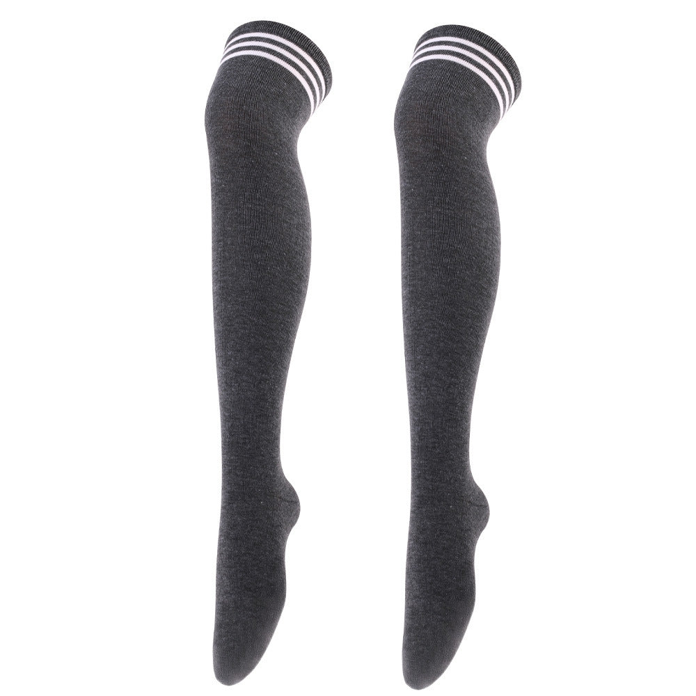 Striped Trim Thigh High Socks Over The Knee Stockings
