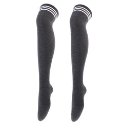 Striped Trim Thigh High Socks Over The Knee Stockings