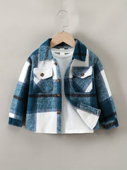 Toddler Boys Plaid Jacket Long Sleeve Button Down Warm Coat Winter Kids Clothes