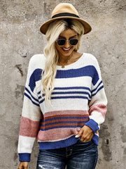 Casual Colorblock One Shoulder Plus Size Knit Top