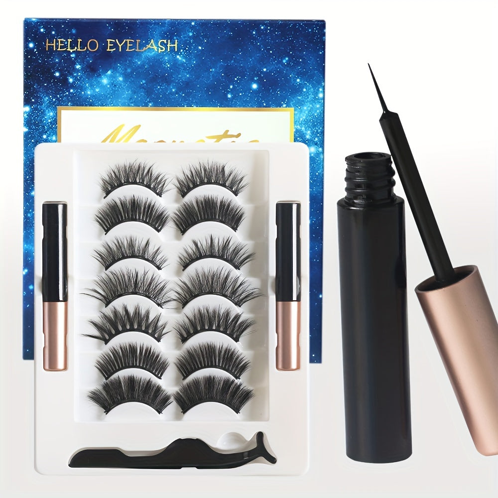 Magnetic Eyelash Set Magnetic Eyeliner Natural Fluffy Curly 7 Pairs