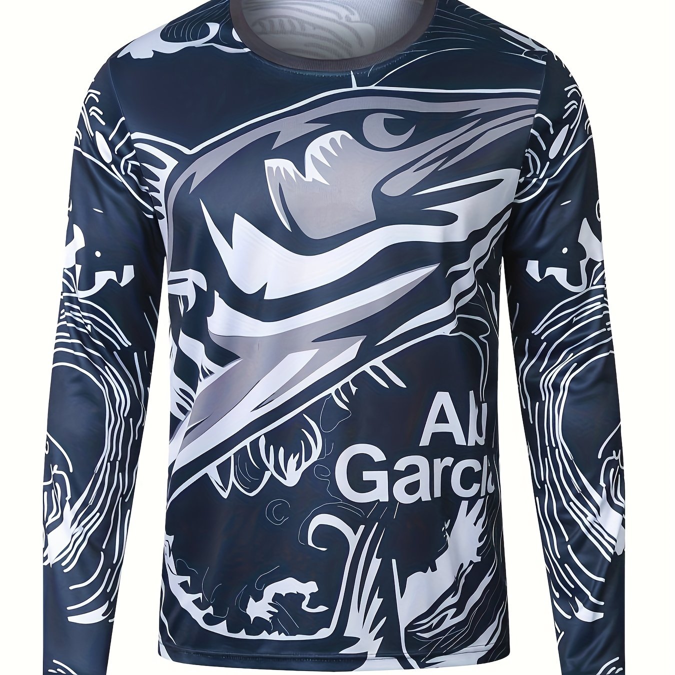 Fish & Letter Print Men's Long Sleeve T-shirt - Stylish Graphic Top for Men