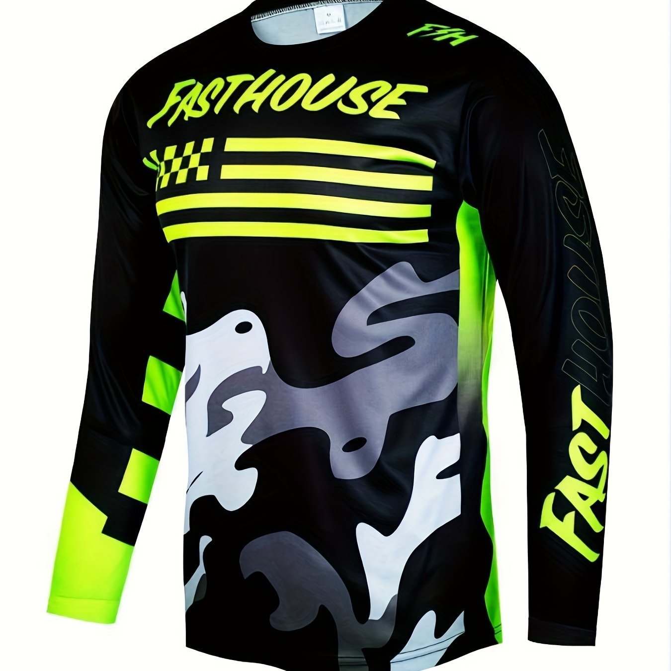 Camouflage Men's Long Sleeve Motorcycle T shirt Quick Drying Outdoor Top