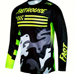 Camouflage Men's Long Sleeve Motorcycle T shirt Quick Drying Outdoor Top