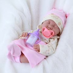 Realistic Reborn Baby Doll in Sleeping Pose with Pink Bunny Outfit