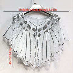 Women's Sequins Cape Vintage Embroidery Evening Party Shawl