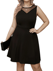  Flocked Dot Lace Tank Dress