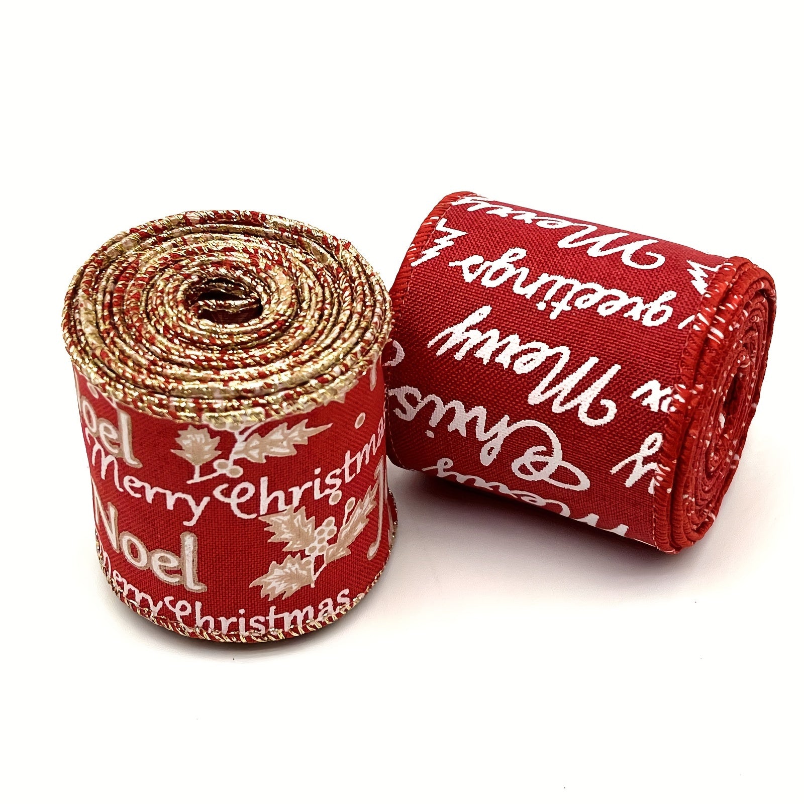 Christmas Wired Edge Ribbon Red Ribbon Merry Letter Ribbon For Gi
